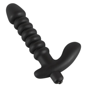 Vibrator mit Stimulator für Klitoris und Perineum - Schwarz