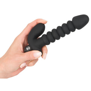 Vibrator mit Stimulator für Klitoris und Perineum - Schwarz