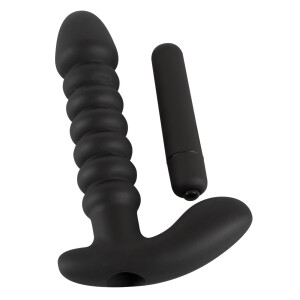 Vibrator mit Stimulator für Klitoris und Perineum - Schwarz