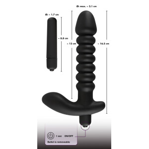 Vibrator mit Stimulator für Klitoris und Perineum - Schwarz