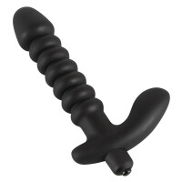 Vibrator mit Stimulator für Klitoris und Perineum - Schwarz