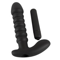 Vibrator mit Stimulator für Klitoris und Perineum - Schwarz