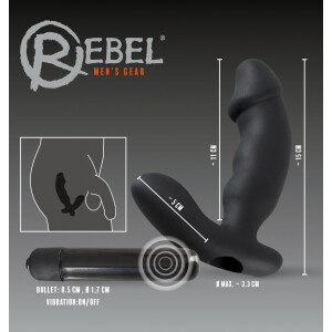Prostata-Vibrator »Rebel« mit gewelltem Schaft und praller Eichel - Schwarz