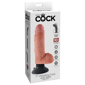 Vibrator »King Cock« mit Hoden und abnehmbaren Saugfuß - 13,3 cm lang - Hautfarben