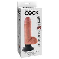 Vibrator »King Cock« mit Hoden und abnehmbaren Saugfuß - 13,3 cm lang - Hautfarben