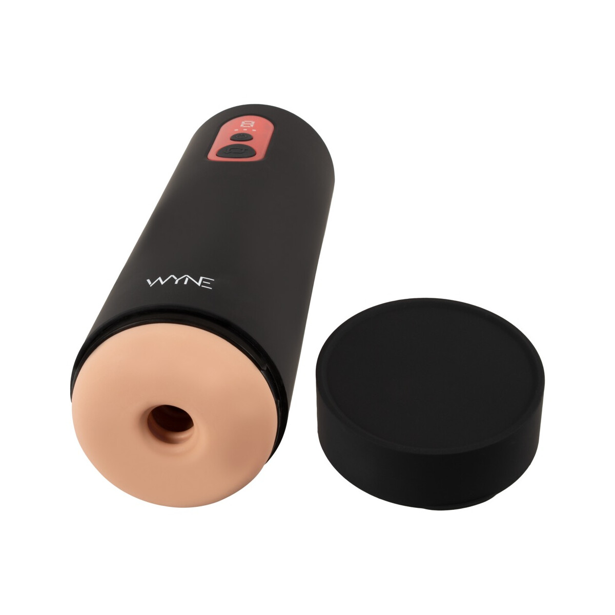 WYNE Masturbator 08 in Schwarz mit LED-Display und rotem Boo