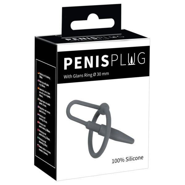 Dilator mit Eichelring - Penisplug aus Silikon - Schwarz