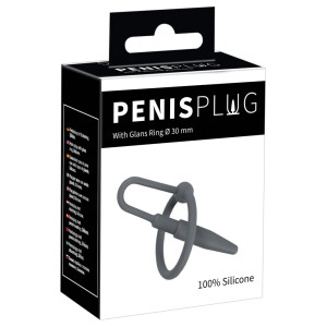Dilator mit Eichelring - Penisplug aus Silikon - Schwarz