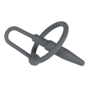 Dilator mit Eichelring - Penisplug aus Silikon - Schwarz