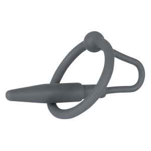 Dilator mit Eichelring - Penisplug aus Silikon - Schwarz