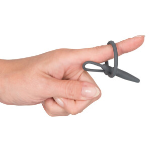 Dilator mit Eichelring - Penisplug aus Silikon - Schwarz