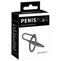 Dilator mit Eichelring - Penisplug aus Silikon - Schwarz