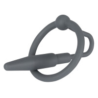 Dilator mit Eichelring - Penisplug aus Silikon - Schwarz