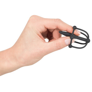 Dilator mit Stopperkugel und Eichelkäfig - Penis Plug - Schwarz
