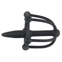 Dilator mit Stopperkugel und Eichelkäfig - Penis Plug - Schwarz