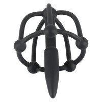 Dilator mit Stopperkugel und Eichelkäfig - Penis Plug - Schwarz