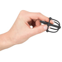 Dilator mit Stopperkugel und Eichelkäfig - Penis Plug - Schwarz