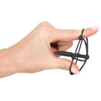 Dilator mit Stopperkugel und Eichelkäfig - Penis Plug - Schwarz