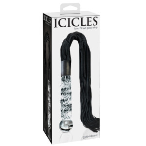 Glasdildo »Icicles No. 38« mit Lederstriemen-Peitsche