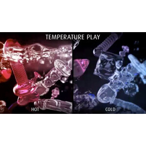 Glasdildo »Icicles No. 38« mit Lederstriemen-Peitsche