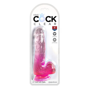 King Cock Clear 6“ Transparent-Penis mit Saugfuß und Hoden