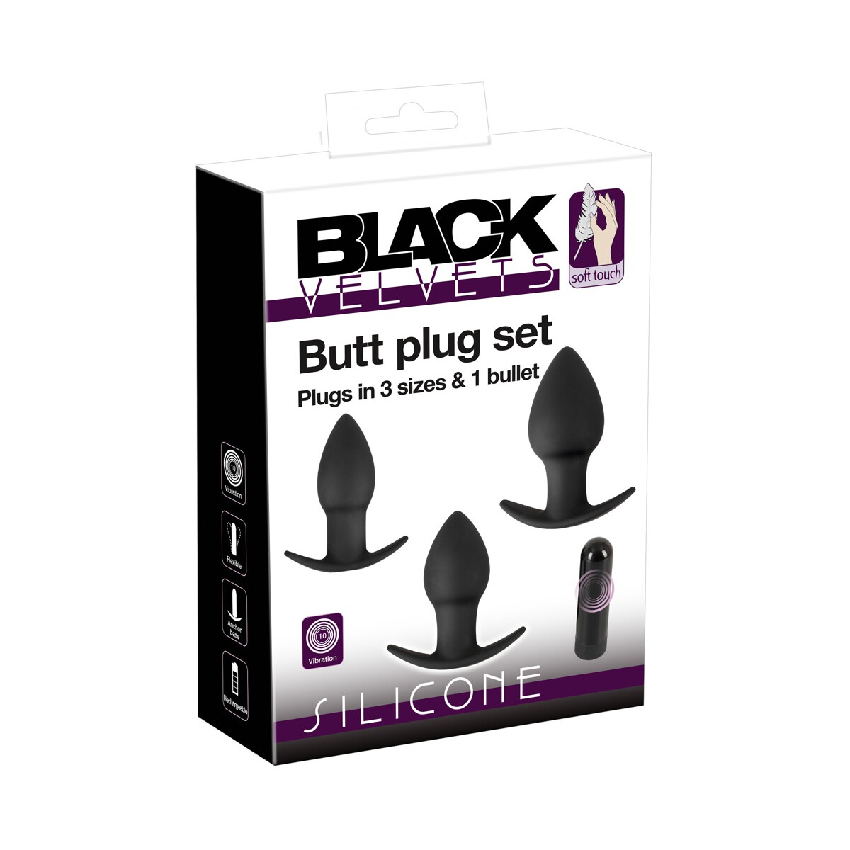 Black Velvets 3-er Analplug-Set mit eins box
