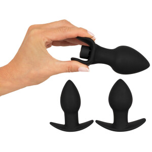Black Velvets Analplug-Set - 3 Plugs & Vibro-Bullet - Silikon - 10 Modi