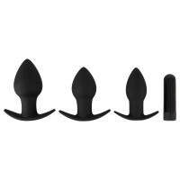 Black Velvets Analplug-Set - 3 Plugs & Vibro-Bullet - Silikon - 10 Modi
