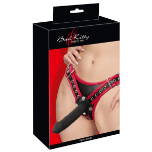 Kittys Tri-Dildo Harness - Schwarz/Rot - Größe - L/XL