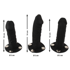 Kittys Tri-Dildo Harness - Schwarz/Rot - Größe - L/XL