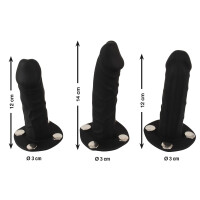 Kittys Tri-Dildo Harness - Schwarz/Rot - Größe - L/XL