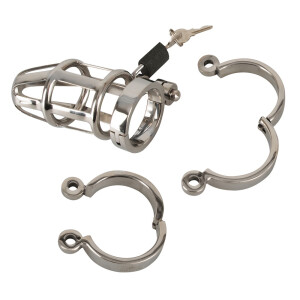 Peniskäfig aus Edelstahl mit Schloss & 3 Ringen