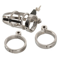 Peniskäfig aus Edelstahl mit Schloss & 3 Ringen