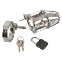 Peniskäfig aus Edelstahl mit Schloss & 3 Ringen