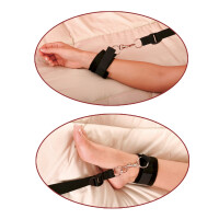 Fessel-Set für das Bett - 4 Fesseln mit Verbindungsstück