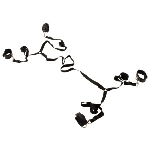 Bettfessel-Set->Gurtsystem & 4 Fesselmanschetten aus Leder