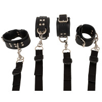 Bettfessel-Set->Gurtsystem & 4 Fesselmanschetten aus Leder