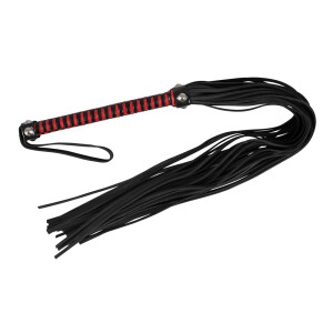 Leder-Peitsche mit weichen Striemen - 76 cm lang - Schwarz/Rot