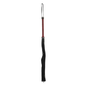Leder-Peitsche mit weichen Striemen - 76 cm lang - Schwarz/Rot