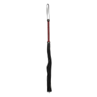 Leder-Peitsche mit weichen Striemen - 76 cm lang - Schwarz/Rot