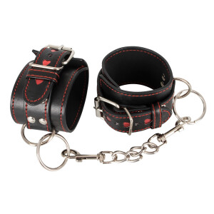 Bad Kitty Handfesseln im Lederlook - Schwarz/Rot
