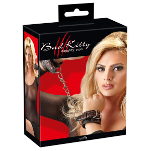 Bad Kitty Handfesseln im Lederlook - Schwarz/Rot
