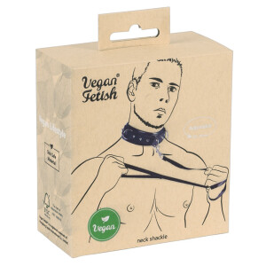 Halsfessel in Leder-Optik mit Leine - Vegan - Schwarz
