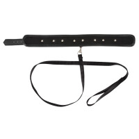 Halsfessel in Leder-Optik mit Leine - Vegan - Schwarz