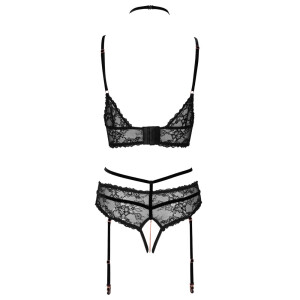 Abierta Fina - »BH plus Straps-Slip Set« - Schwarz