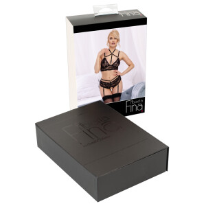 Abierta Fina - »BH plus Straps-Slip Set« - Schwarz