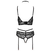 Abierta Fina - »BH plus Straps-Slip Set« - Schwarz