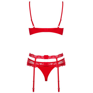 BH-Set »obsessive« - BH + Strapsgürtel + Riostring - Rot