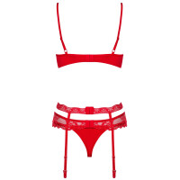 BH-Set »obsessive« - BH + Strapsgürtel + Riostring - Rot