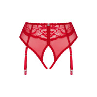 Dagmarie – Roter Spitzen-Strapspanty mit offenem Schritt